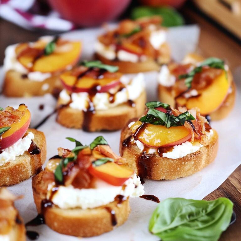 Rustic Honey Ricotta Peach Crostini With Crispy Pancetta Recipe
