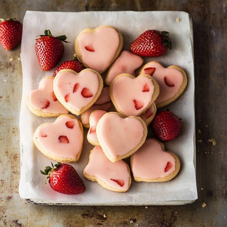 Heart-Shaped Strawberry Shortbread Cookies Recipe