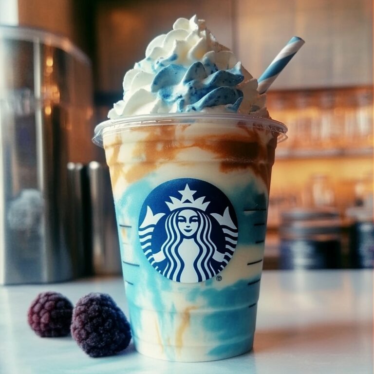 Dreamy Vanilla Bean Frappuccino With A Blue Raspberry Surprise Recipe