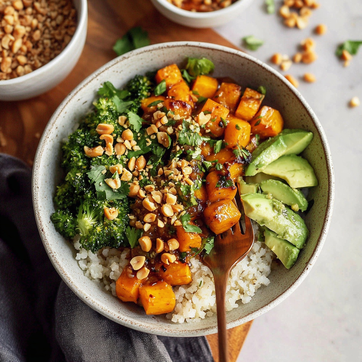 Cozy Thai Peanut Sweet Potato Bowls Recipe