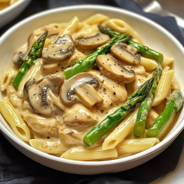 Silky Mushroom And Asparagus Chicken Penne Recipe