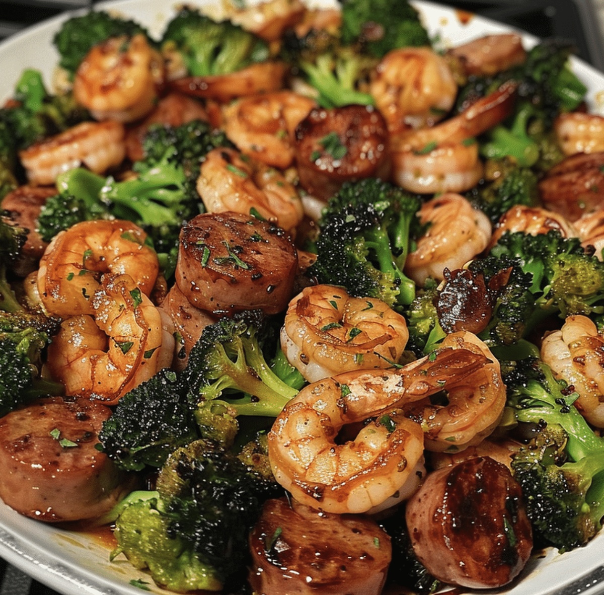 Succulent Honey Garlic Shrimp, Sausage & Broccoli Recipe
