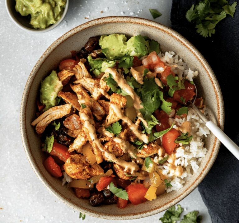 Sizzling Chicken Fajita Burrito Bowls Recipe