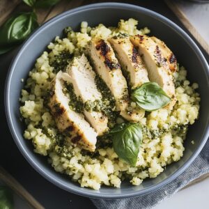 Mouthwatering Pesto Chicken Cauliflower Rice Recipe