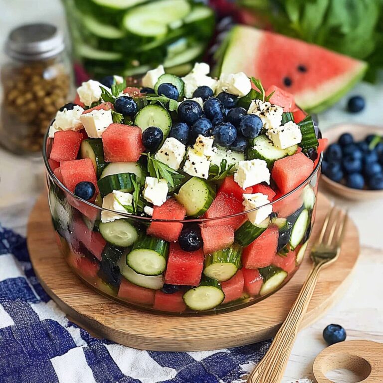 Refreshing Watermelon Feta Salad With Cucumber And Blueberries Recipe