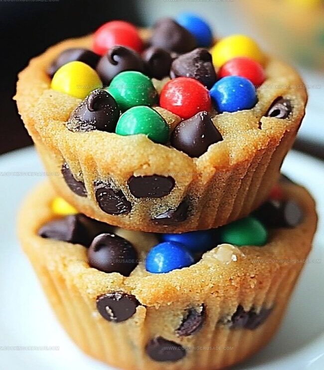 How To Make Mini Chocolate Chip Cookie Cups With Candy Topping Easily