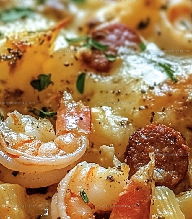 Steps To Make Louisiana Shrimp And Sausage Pasta Bake