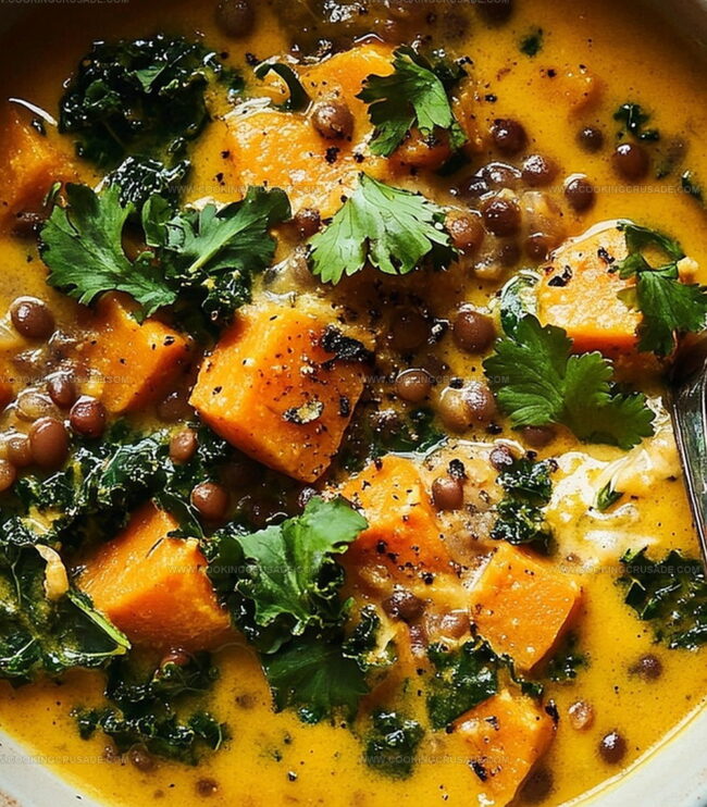 How To Cook Ginger Sweet Potato Coconut Milk Stew With Lentils & Kale