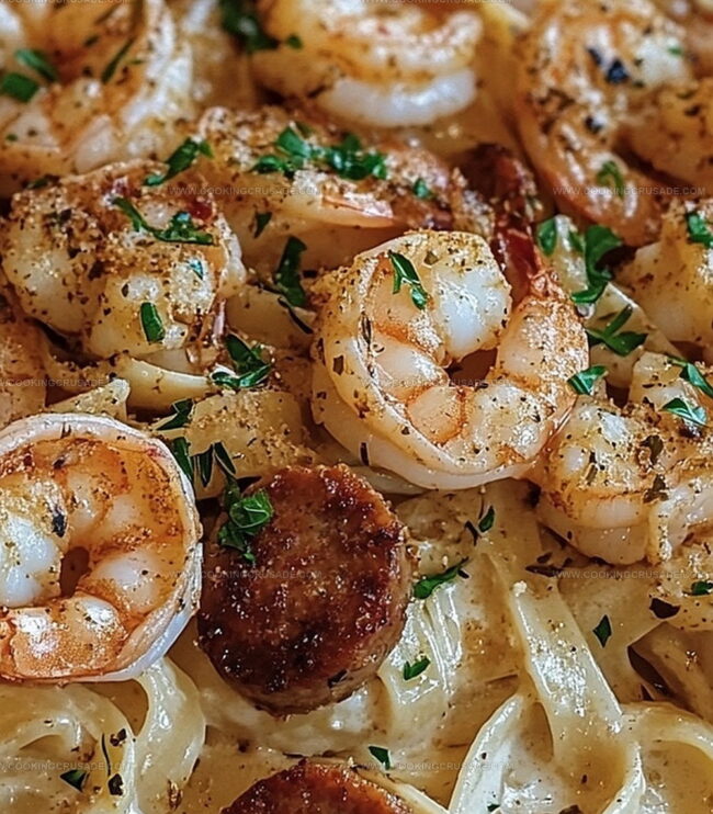 Steps To Make Cajun Shrimp And Sausage Alfredo Pasta