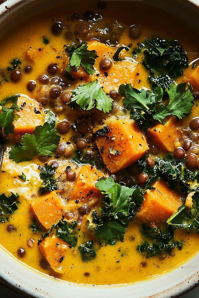 Why Ginger Sweet Potato Coconut Milk Stew With Lentils & Kale Feels Like A Hug In A Bowl