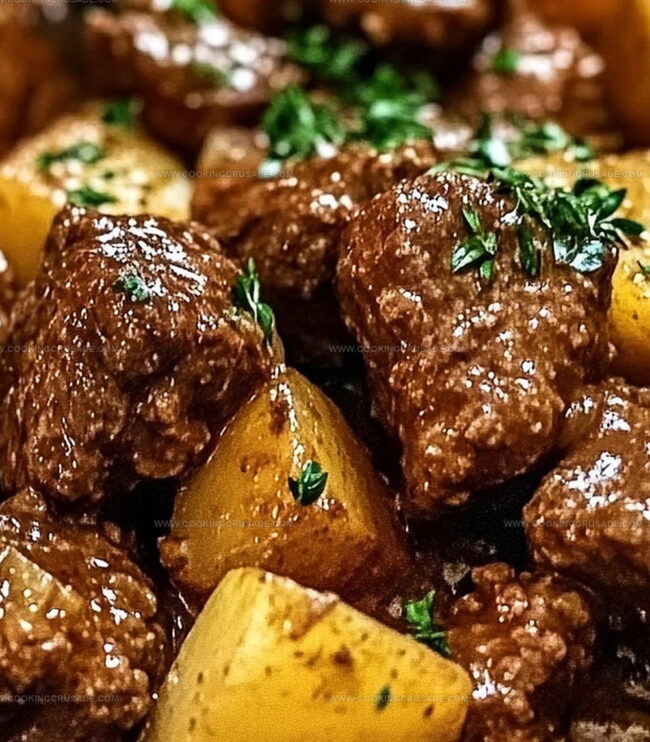 How To Make Slow Cooker Garlic Butter Beef Bites And Potatoes